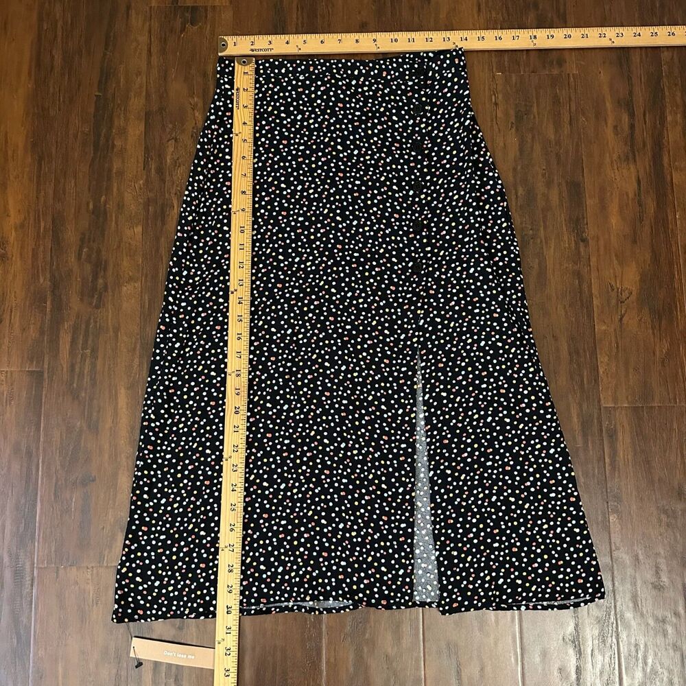 REFORMATION Polka Dot Skirt Black Side Slit Whimsigoth Retro NWT - Picture 9 of 9